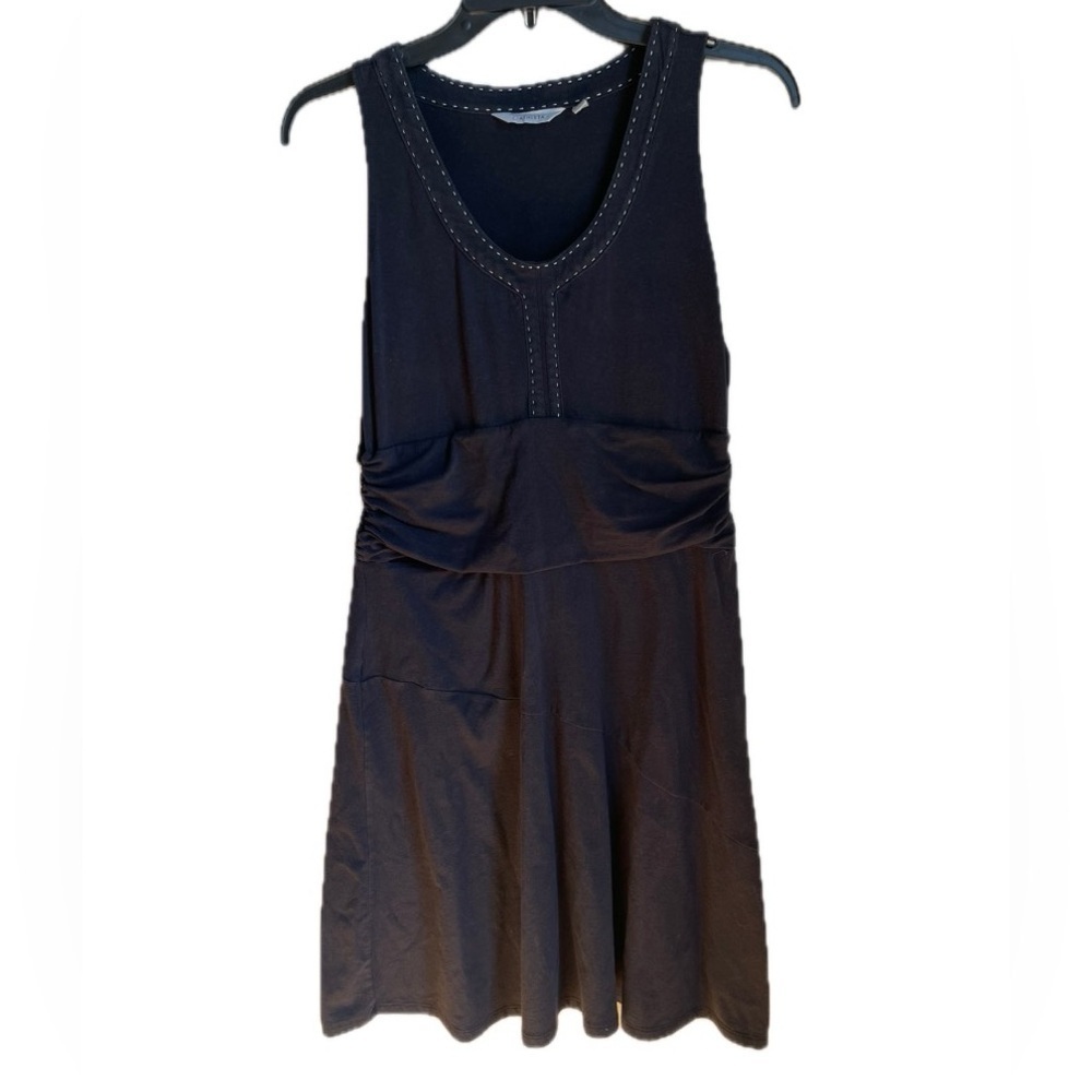 Athleta Womens Knee Length Tank Dress Size M Black White Stitch Sleeveless